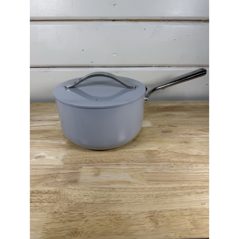 Caraway 3 qt Non-Stick Ceramic Sauce Pan w Lid (Gray) Cookware Kitchen